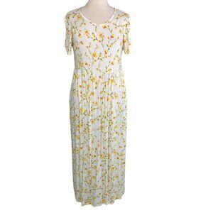 Soft Casual Stretch Maxi Dress Empire Ruched Waist Floral Size 3X Longyuan